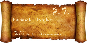 Herbszt Tivadar névjegykártya